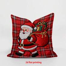 1pc/4pcs Christmas Santa Claus & Christmas Tree Pattern Cushion Cover, Modern Polyester Flat Printing 45cm*45cm Home Decor Sofa Pillow Sham