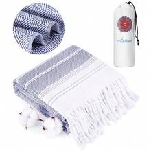 Turkish Beach Towels Vacation Essentials Quick Dry Sand Free Soft Extra Large XL Big Blanket Adult Bath Pool Swim Towel Lightweight Thin Sandless Fast Drying No Sand Packable Foldable Blue - 加厚海軍藍172x36英寸 - 查看 2
