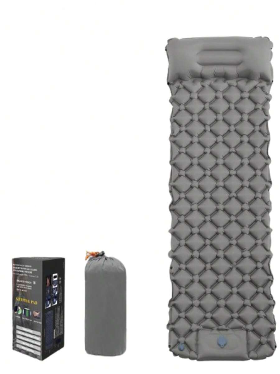 1 pezzo Materassino da campeggio gonfiabile mono uso in TPU, ultra leggero e portatile, con sistema anti-umidità a pressione dei piedi - Grigio - Visualizzare 1