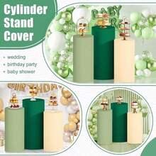 Cylinder Covers Set Of 3 Spandex Cylinder Pedestal Stand Covers Red Cylinder Cover Round Pedestal Cylinder Covers Multicolor Pedestal Cover For Wedding Party Ceremony DecorationKF - A - 查看 6