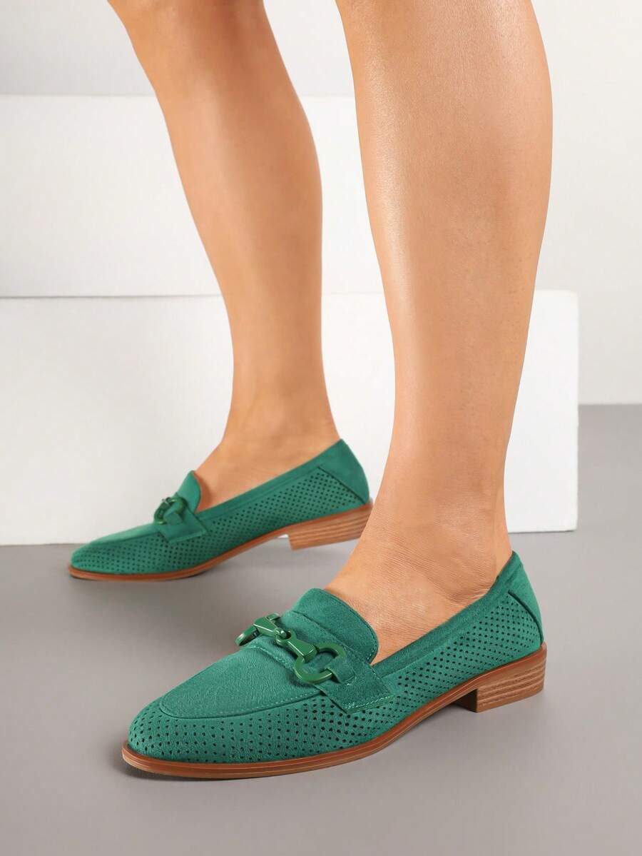 Vices Openwork Moccasins With Leather Insole - Green - View 1
