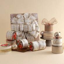 1 pièce Ruban de Noël, carreaux de champagne, motif lettres Joyeux Noël, nœud DIY boîte-cadeau décoration sapin de Noël. Décoration de maison, décorations de Noël, décoration de pièce, hiver