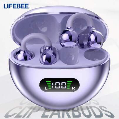  Auriculares inalámbricos LIFEBEE de oído abierto 5.4, auriculares inalámbricos con clip, pantalla LED de energía, control táctil, auriculares inalámbricos de diseño de oído abierto para deportes y correr
