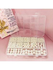 Pearl Beads Kit, Multiple Sizes Round Imitation Pearls Beads Kit For Jewelry Making, DIY Bracelet Earrings Necklaces Crafts, Friendship Birthday Gifts
