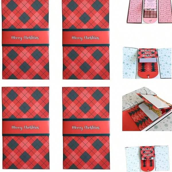 1 peça 2026 Cartão de presente de Natal em cascata feito à mão, livreto, cartão de ano novo, decoração de festa de Natal