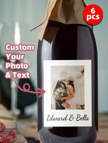 1-60pcs Personalized Bottle Labels, Custom Newspaper Photo Stickers, Bottle Labels With Photos, Champagne Labels, Whiskey Labels, Tequila Labels - Suitable For Engagement, Anniversary - Multicolor - View 12