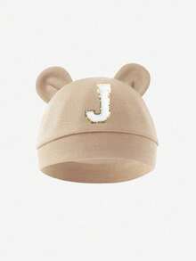 1pc Baby Letter Print Cotton Beanie Hat, Newborn Hospital Cap, Suitable For Baby Boys And Girls Daily Warmth And Protection