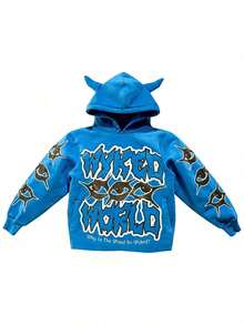 Y2K Gothic Harajuku Street Hip Hop Hoodie For Men Devil Horn Hooded Sweatshirt Punk Goth Aesthetic Grunge Pullover