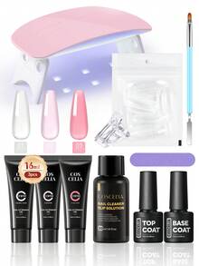 coscelia 11PCS 16ML Nail Extension Gel Kit With UV Lamp, Clear Pink Poly Gel & Slip Solution, Top Base Coat For Women DIY Nail Builder Gel Salon Christmas Gift - Multicolor - View 13