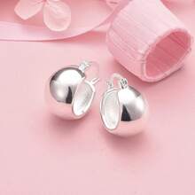 925 Sterling Silver Plated Needle Earrings For Women's Wedding Fashion High Quality Jewelry Smooth Cute Stud