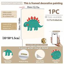 1 gerahmtes/Leinwand Wandkunst, Dinosaurier Tier Thema Dekoration. Badezimmer Wanddekoration. Themen Poster, Schlafzimmer Dekoration, Raumdekoration, Heimdekoration, Ornamente, Winterdekoration für Zuhause, Wanddekoration. Geeignet für Kinderzimmer, Kinderzimmer, Jungen- und Mädchen-Partyräume, Kita-Klassenzimmer Dekoration, wasserfestes Material. Kopfteil Dekorative Tapete, Party Deko Geschenke. Badezimmer Wanddekoration.