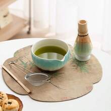 Ensemble traditionnel japonais Matcha, outils de couleur dégradée Matcha : bol à thé en céramique, support, fouet, cuillère et tamis à Matcha - parfait pour les cérémonies authentiques de Matcha