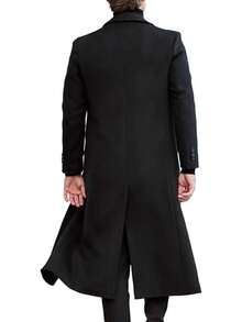 Men's Winter Trench Coat Single Breasted Notched Lapel Peacoat Slim Fit Business Long Jacket Overcoathalloween - màu đen - Xem 7