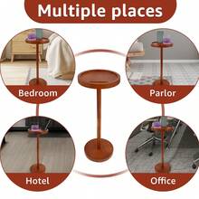 Holz-Beistelltisch - Dicke Kiefernholz-Basis mit Handyhalter - kompakter runder Beistelltisch für kleine Räume, Martini- oder Cocktail-Tisch, Mini-Beistelltisch