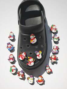 16 قطعة من سلسلة بابا نويل للكريسماس اكسسوارات أحذية صنع يدوي، تميمات قابلة للفصل للأحذية الصندلية، مناسبة كهدايا عيد الميلاد والأعياد والحفلات