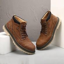 Men's Leather Chukka Boots | Lace-Up Ankle Boots For Men | Casual Comfort Boots - màu nâu - Xem 4