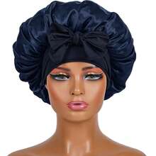 Women's Bonnet: Solid Color Adjustable Tie Style, Fashionable Silky Satin Cap For Casual Hair Protection And Non-Slip Sleep Wear