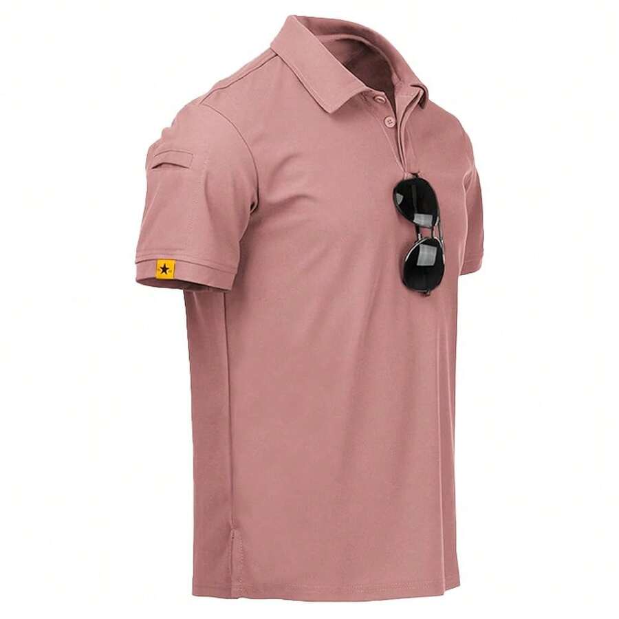 SCODI Mens Polo Shirts Performance Short Sleeve Tactical Shirts Athletic Golf Shirt For Men Daily Casual Collared T-Shirt{"Size_name":"XX-Large","Color_name":"AshPink"} - AshPink - View 1