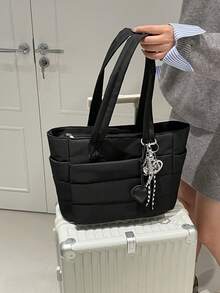 Túi Tote Nữ, Túi Xách Tay Mềm Mại Nhẹ, Thích Hợp Cho Du Lịch, Công Sở, Bãi Biển, Phòng Tập Gym, Mua Sắm - màu đen - Xem 4