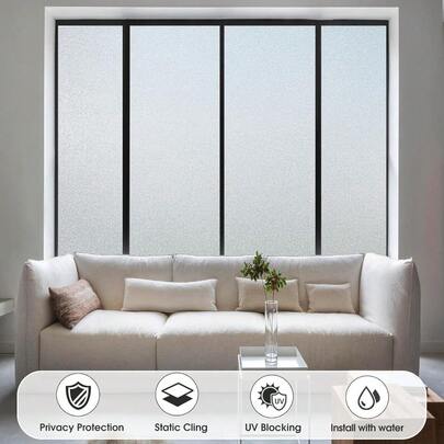 Static Cling Window Privacy Film Frosted Glass Heat Blocking Day And Night Sun Blocker For Home Bathroom Door 17.5x78.7 Inch Pure