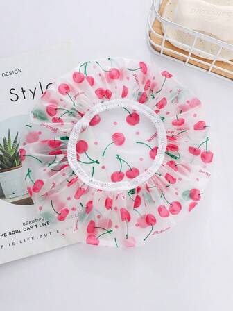 1pc/5pcs/10pcs Bow Print Shower Cap, Cute PEVA Bath Cap For Bathroom Home Bathroom Decor Fall Decor Back To School