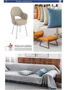 TinaKim Water-Resistant Slub Burlap Upholstery Fabric By Yard - Heavy-Duty Linen-Like Cloth For Sofa, Chair & Car Seat Covers, 54" Wide, Indoor/Outdoor Use (16 Dark Grey, 2 Yard)