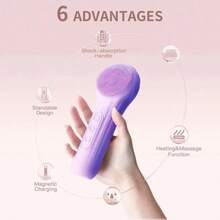 1pc Multi-Functional Electric Facial Cleansing Brush, Magnetic Charging, Smart All-In-One Hot Compress Massager, Ultrasonic Vibration Silicone Cleansing Device - Multicolor - View 5