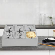 ZhdnBhnos Style 2/Style 3 Kunghei Pizza Topping Station Organizer Condiment Container Dispenser With 6 1/6 Pans& Lids, Stainless Steel Seasoning Food Containers Spice Rack Shelf Holder For Ingredients Sauce Salad Jam Fruits - 樣式 2 - 查看 2