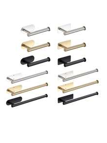 1 buc Suport pentru hârtie igienică din oțel inoxidabil rezistent, autoadeziv, fără găurire, dozator de role de hârtie igienică cu tratament periat, suport pentru hârtie igienică tip agățat de perete