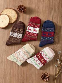 4 pares de calcetines de media caña de mujer con renos vintage para Navidad, cálidos y acogedores para otoño e invierno, carnaval navideño. Envío aleatorio, sin caja de regalo. 2/4/8/10/20 piezas (1 pieza = 1 calcetín, 2 piezas = 1 pieza)