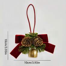 3pcs/Set 16cm*11cm Christmas Decorations, Featuring Small Bells, Velvet Bows, And Pine Cones, Suitable For Scene Decoration, Christmas Tree Decoration, Compact And Exquisite, Ideal For Christmas, Holidays, Home, Bedroom, Autumn And Winter, Also A Great Choice For Christmas Home Decor And Christmas Gifts. - Multicolor - View 11