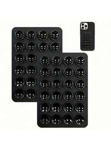 2pcs Silicone Phone Holder With 24 Suction Cups, Singer-Sided, Shower & Wall Mount Compatible With Makeup, Fitness, Bathroom, Car, And Kitchen Use - Multicolor - View 4