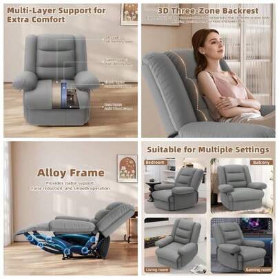 Recliner Armchair Reclining Chair Padded Single Sofa Lounge Seating Manual Adjustable Legrest And Backrest PU Leather Couch Chair Living Room Bedroom