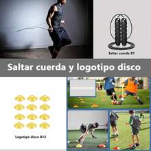 Kit de Entrenamiento de Fútbol, Escalera de Entrenamiento Deportivo de 6M, 1 Cinturón de Entrenamiento de Fútbol, 12 Conos, 1 Cuerda para Saltar, Bolsa de Almacenamiento, Equipo de Fútbol, Accesorios - 1 - Ver 5