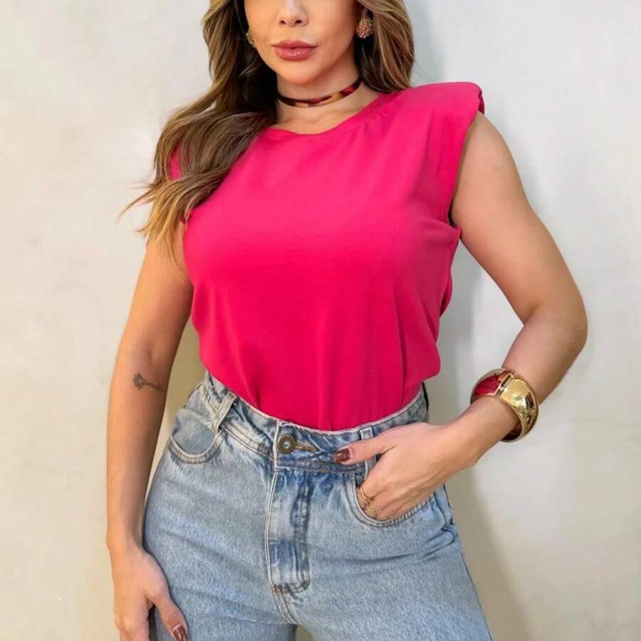 Women Tank Tops & Camis - 玫紅色 - 查看 1