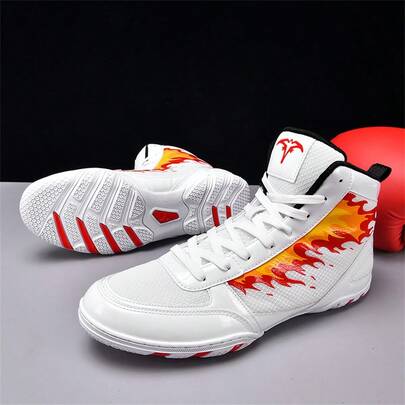 Men's Wrestling Shoes, High-Top Combat Boxing Shoes, Training Shoes, Kickboxing Boots, Fitness Martial Arts Shoes, High-Quality Men's Professional Sports Shoes, Comfortable Anti-Slip Durable Breathable Ankle Support Shoes With Textured Soles