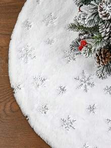 1pc White Faux Fur Christmas Tree Skirt, Soft & Comfortable, Easy To Install, White Tree Skirt For Christmas Tree Decor, Scene Decor, Room Decor, Bedroom Decor, Home Decor, Holiday Party Decor, Christmas Decor, Autumn Decor - Multicolor - View 8