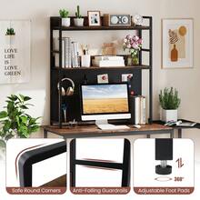 2-Tier Countertop Desktop Bookshelf W/ Metal Pegboard 2 Anti-Tipping Devices - Black - View 7