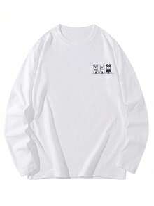 T-Shirt Long Sleeve Autumn Ladies Fashion T-Shirt Office Casual 210g Cotton Character Print Loose Fit Black Y2K Ladies Tops - White - View 4