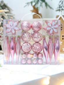 40pcs Christmas Ball Ornament Set - Colorful Balls And Snowflakes For Christmas Tree Decoration, Ideal For Holiday Home And Storefront Display
