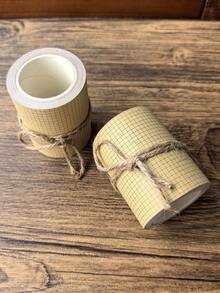 1 Roll Plaid Kraft Paper Tape, Writable For DIY Scrapbooking And Decoration - Multicolor - View 3