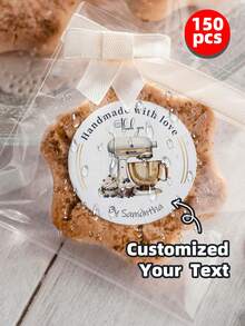 1-150PCS Personalized Christmas Stickers Gift Labels, Customized Christmas Holiday Stickers, Customized Text Round Name Gift Labels, Customizable "Made With Love" Round Stickers - Suitable For Holiday Gift Packaging Stickers, Holiday Decorations, Holiday Envelope Stickers, Candy Dim Sum Packaging Stickers - White - View 16