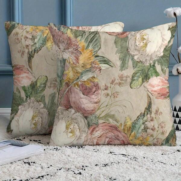 2 capas de almofada decorativas com estampa de estame elegante em estilo francês - 44 x 44 cm, capas de almofada decorativas com estampa de um lado, laváveis à máquina com zíper, ideais para sofá, sala de estar, quarto, carro e decoração de casa, não acompanha enchimento