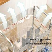 3/4-Tier Acrylic Multi-Use Rolling Cart, Modern Clear Design With Alloy Handle & 360° Wheels + Hanging Storage, Portable Organizer For Dorm/Bar/Kitchen – Perfect For New Year Refresh - 透明色三層結構 + 四個懸掛式花籃 - 查看 4