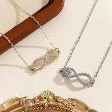 1 件铜合金镶嵌锆石吊坠项链，优雅金项链/戒指，可爱简约回形针项链，适合送给女孩的礼物 - 迴型針 - 查看 14