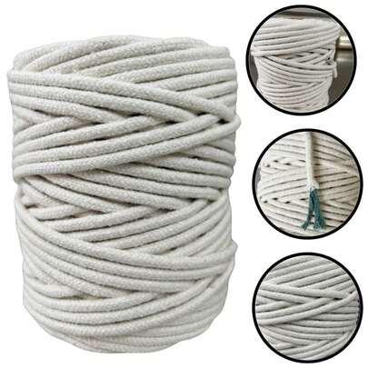 Corda De Algodão 5 MM Cru 60M Artesanato Decoração Vaso suspenso