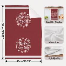 MEMNUN 2pcs Christmas Watercolor Red Farmhouse And Deer Illustration With Merry Christmas Text Print Kitchen Towels, 15.75*23.62in (40*60cm) Super Soft Absorbent Microfiber Modern Dish Towels, Dish Cloths, Christmas Decor, Home Decor, Kitchen Decor, Cooking Baking Tea Towels, Hand Towels, Kitchen Accessories, Machine Washable, Suitable For Dining Room, Kitchen, Holiday Decoration And Gifting, All Season - Multicolor - View 3