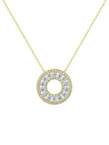 1pc Elegant 925 Sterling Silver 1.6 Carat Moissanite Round Pendant Necklace, Suitable For Daily Wear, Parties, Vacations, Valentine's Day, Mother's Day, Wedding Anniversary, Jewelry Gift