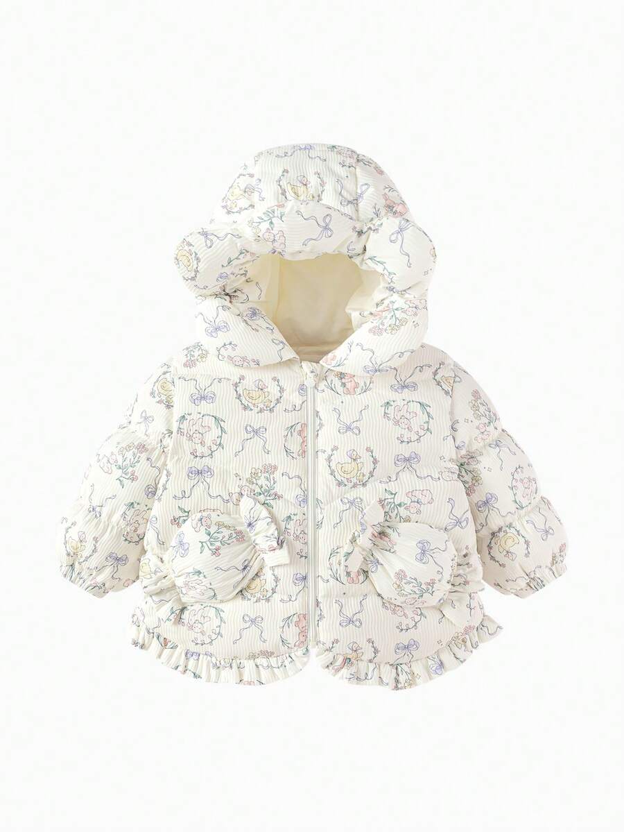 Balabala Chaqueta de plumas para bebé BalaOne 2025 de invierno, abrigo grueso y cálido para niñas - Tono blanco - Ver 1