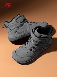 HOBIBEAR (Si sus pies son anchos o tienen el arco alto, pida una talla talla grande) Zapatillas deportivas para adolescentes niños y niñas, zapatos descalzos con caja de dedos ancha, zapatos cómodos para caminar con , suela de goma completa antideslizante y transpirable, fácil de poner, adecuados para la escuela, todas las estaciones, otoño/invierno - Gris - Ver 2